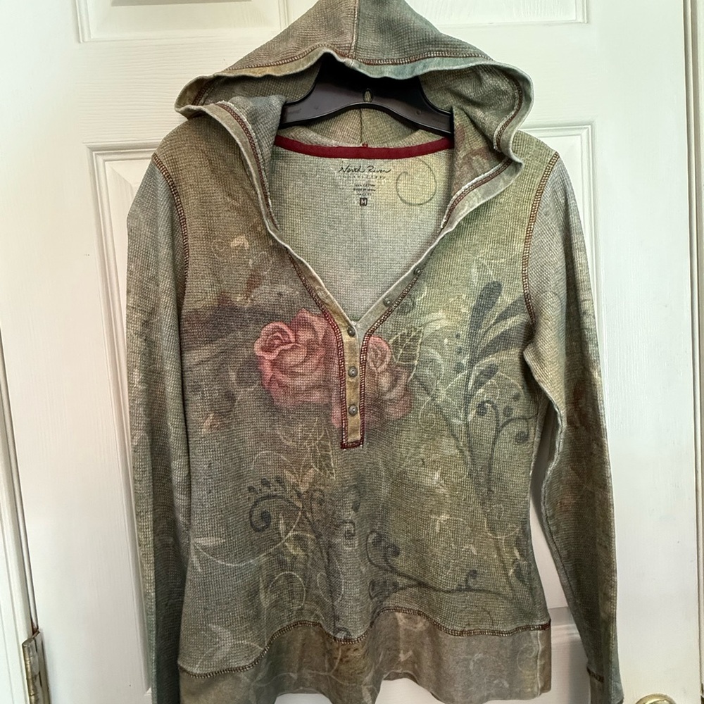 Y2K Vintage North River Outfitters Floral Hoodie Size Medium